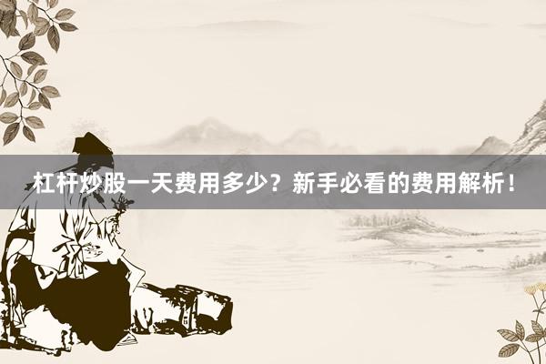 杠杆炒股一天费用多少？新手必看的费用解析！