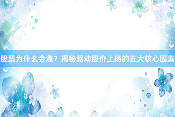股票为什么会涨？揭秘驱动股价上扬的五大核心因素