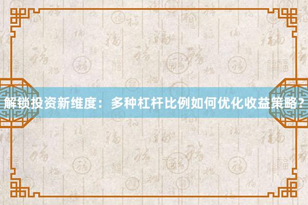 解锁投资新维度：多种杠杆比例如何优化收益策略？