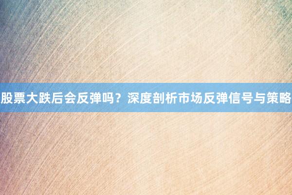 股票大跌后会反弹吗？深度剖析市场反弹信号与策略