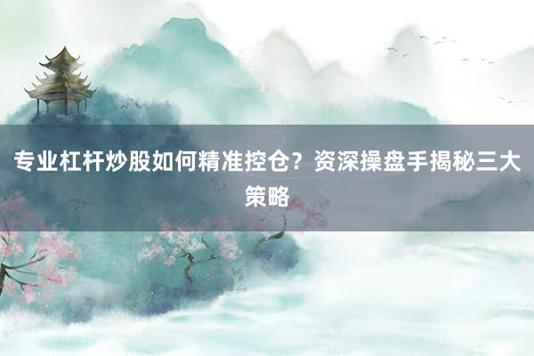 专业杠杆炒股如何精准控仓？资深操盘手揭秘三大策略