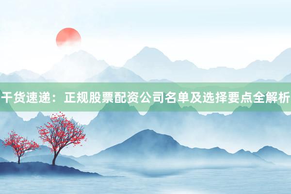 干货速递：正规股票配资公司名单及选择要点全解析