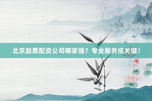 北京股票配资公司哪家强？专业服务成关键！