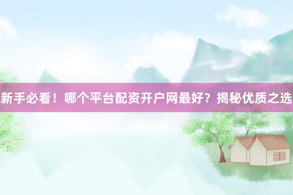新手必看！哪个平台配资开户网最好？揭秘优质之选