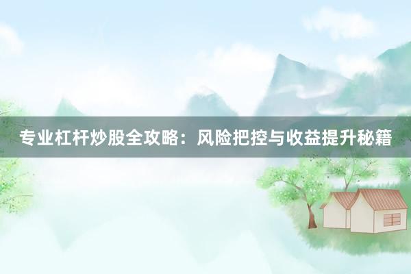 专业杠杆炒股全攻略：风险把控与收益提升秘籍
