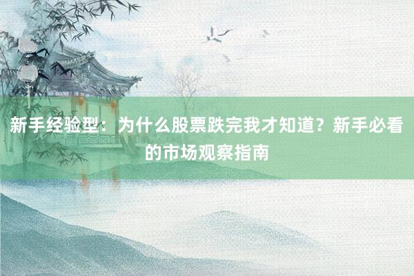 新手经验型：为什么股票跌完我才知道？新手必看的市场观察指南