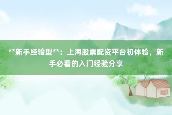 **新手经验型**：上海股票配资平台初体验，新手必看的入门经验分享