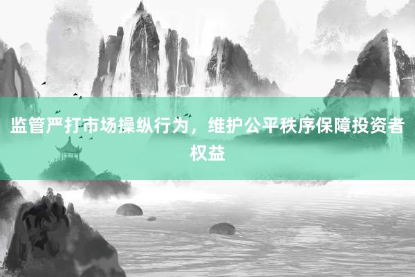 监管严打市场操纵行为，维护公平秩序保障投资者权益